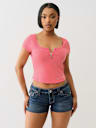 HALF ZIP RIBBED TOP