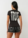 CRYSTAL TRUE LOGO V NECK TEE