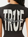 CRYSTAL TRUE LOGO V NECK TEE