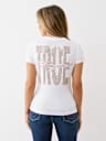 CRYSTAL TRUE LOGO V NECK TEE