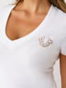 CRYSTAL TRUE LOGO V NECK TEE