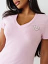 CRYSTAL TRUE LOGO V NECK TEE