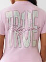 CRYSTAL TRUE LOGO V NECK TEE