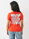 CRYSTAL TRUE LOGO V NECK TEE