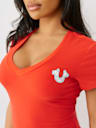 CRYSTAL TRUE LOGO V NECK TEE