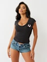 CRYSTAL LOGO LOW PLUNGE TEE