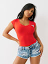 CRYSTAL LOGO LOW PLUNGE TEE