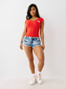 CRYSTAL LOGO LOW PLUNGE TEE