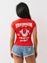 CRYSTAL LOGO LOW PLUNGE TEE