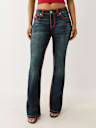 JEANS CORTE DE BOTA BECCA CON HERRADURA DE CRISTAL SUPER T