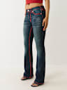 JEANS CORTE DE BOTA BECCA CON HERRADURA DE CRISTAL SUPER T