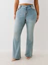 JEANS CORTE DE BOTA BECCA TALLA PLUS DE TIRO ALTO CON COSTURA SÚPER T