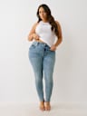 PLUS JENNIE MID RISE BIG T BRAIDED HORSESHOE CURVY SKINNY JEAN