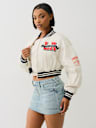 'I LOVE TRUE RELIGION' CROPPED VARSITY JACKET