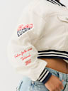 'I LOVE TRUE RELIGION' CROPPED VARSITY JACKET