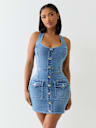SCOOP NECK DENIM DRESS