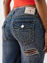 DISTRESSED MID RISE RELAXED STRAIGHT JEAN