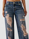 DISTRESSED MID RISE RELAXED STRAIGHT JEAN