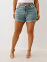 PLUS JENNIE ‘I LOVE TRUE RELIGION’ MID RISE ROLLED SHORT