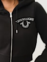 SUDADERA CON CAPUCHA Y CIERRE CORTA CON LOGOTIPO EN CRISTAL