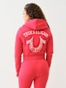 CRYSTAL LOGO CROP ZIP HOODIE