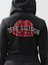 VELOUR CRYSTAL LIPS SHRUNKEN ZIP HOODIE