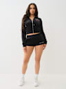 VELOUR CRYSTAL LIPS SHRUNKEN ZIP HOODIE