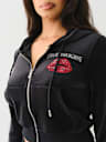 VELOUR CRYSTAL LIPS SHRUNKEN ZIP HOODIE