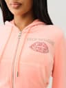 SUDADERA CON CAPUCHA Y CIERRE DE TERCIOPELO CON AJUSTE RECORTADO Y LABIOS DE CRISTAL