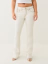 BECCA BIG T LUREX MID RISE BOOTCUT JEAN
