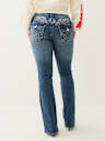 JEANS CORTE DE BOTA BECCA CON ALAS CON CRISTALES