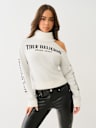 TURTLENECK COLD SHOULDER SWEATER