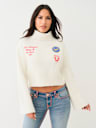 PATCH EMBROIDERY TURTLENECK SWEATER
