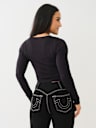 SEAMLESS RIBBED CROP HENLEY TEE