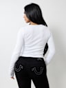 SEAMLESS RIBBED CROP HENLEY TEE