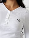 SEAMLESS RIBBED CROP HENLEY TEE