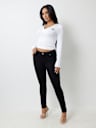 SEAMLESS RIBBED CROP HENLEY TEE