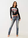 CRYSTAL GRAPHIC RUCHED TEE