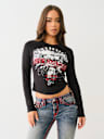 CRYSTAL GRAPHIC RUCHED TEE