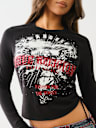 CRYSTAL GRAPHIC RUCHED TEE
