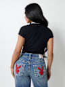 TRUE RELIGION X PLAYBOY LETTUCE EDGE HEM BABY TEE