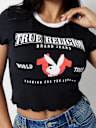 TRUE RELIGION X PLAYBOY LETTUCE EDGE HEM BABY TEE