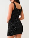 CRYSTAL BLACK DENIM MINI DRESS