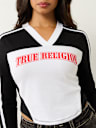 LONG SLEEVE LOGO V NECK BABY TEE