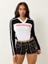 LONG SLEEVE LOGO V NECK BABY TEE