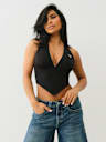 CRYSTAL PLUNGE HALTER TOP