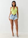 CRYSTAL PLUNGE HALTER TOP