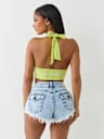 CRYSTAL PLUNGE HALTER TOP