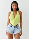 CRYSTAL PLUNGE HALTER TOP