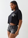 EMBROIDERED BUDDHA BOXY CROPPED TEE